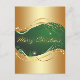 Golden Christmas motive with green background Postcard