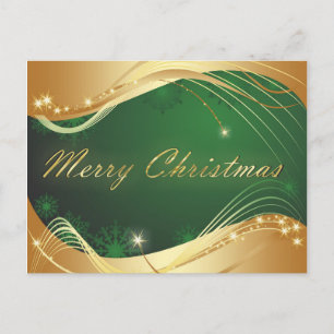 Golden Christmas motive with green background Postcard