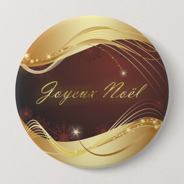 Golden Christmas motive with red background... 4 Inch Round Button (Front)