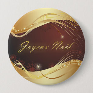 Golden Christmas motive with red background... 4 Inch Round Button