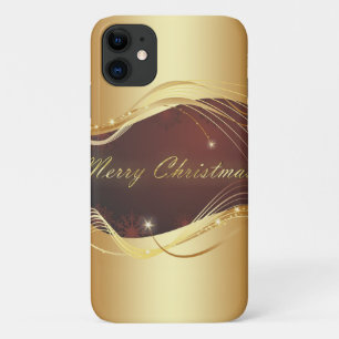 Golden Christmas motive with red background iPhone 11 Case