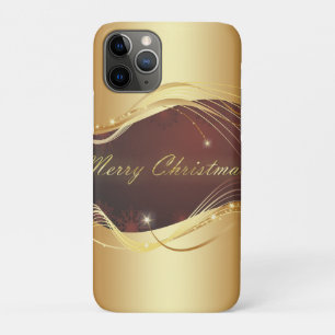 Golden Christmas motive with red background iPhone 11 Pro Case