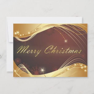 Golden Christmas motive with red background Holiday Card