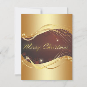 Golden Christmas motive with red background Holiday Card