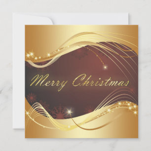Golden Christmas motive with red background Holiday Card