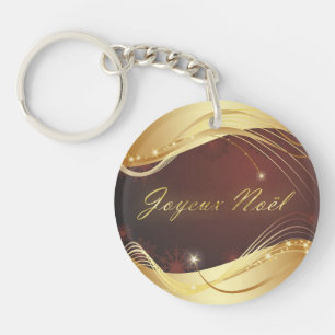 Golden Christmas motive with red background... Keychain