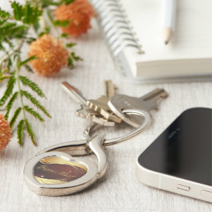 Golden Christmas motive with red background... Keychain