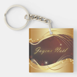 Golden Christmas motive with red background... Keychain