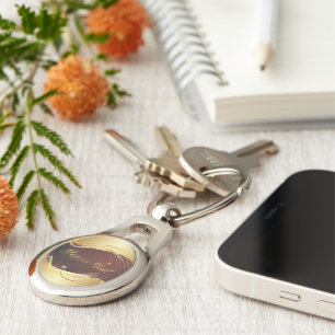 Golden Christmas motive with red background... Keychain