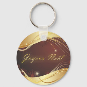 Golden Christmas motive with red background... Keychain