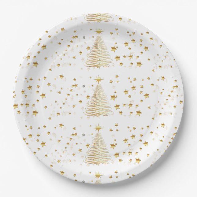 Golden Christmas Paper Plate (Front)