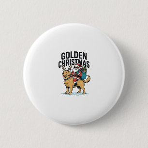 Golden Christmas Santa Riding Retriever Shirt Desi 2 Inch Round Button