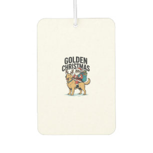 Golden Christmas Santa Riding Retriever Shirt Desi Air Freshener