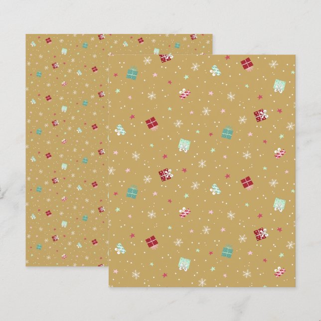 Golden Christmas Scrapbook Paper (Front/Back)