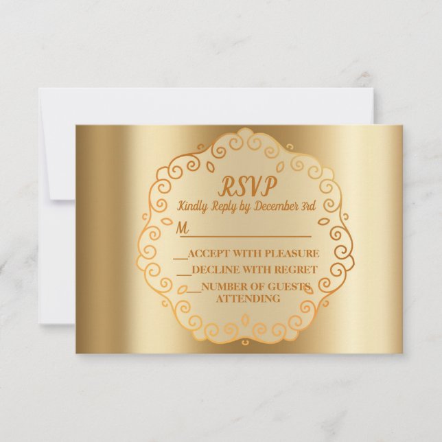 Golden Christmas Shiny Holidays RSVP Card (Front)