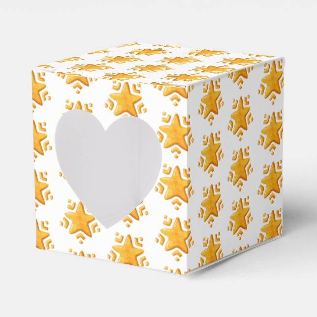 Golden Christmas Snow Pattern Favor Box (Front Side)