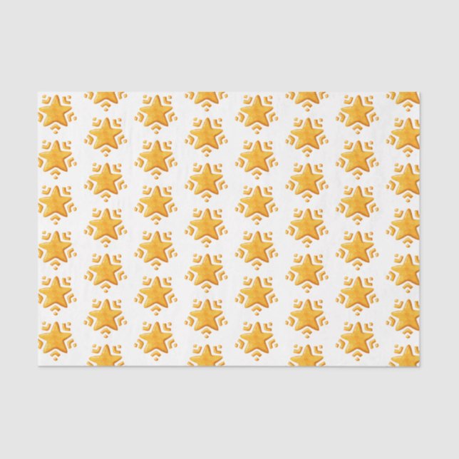Golden Christmas Snow Pattern Tissue Paper (Front)