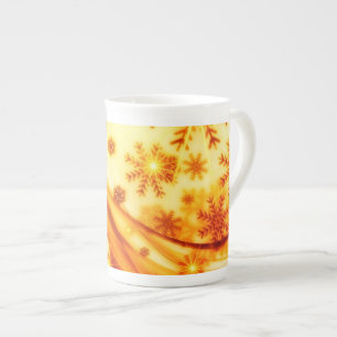 Golden Christmas Snowflakes Bone China Mug