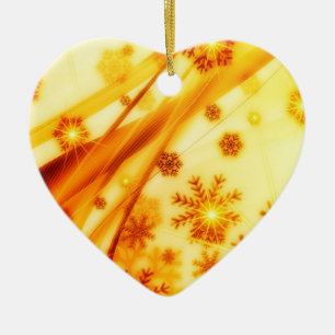 Golden Christmas Snowflakes Ceramic Ornament