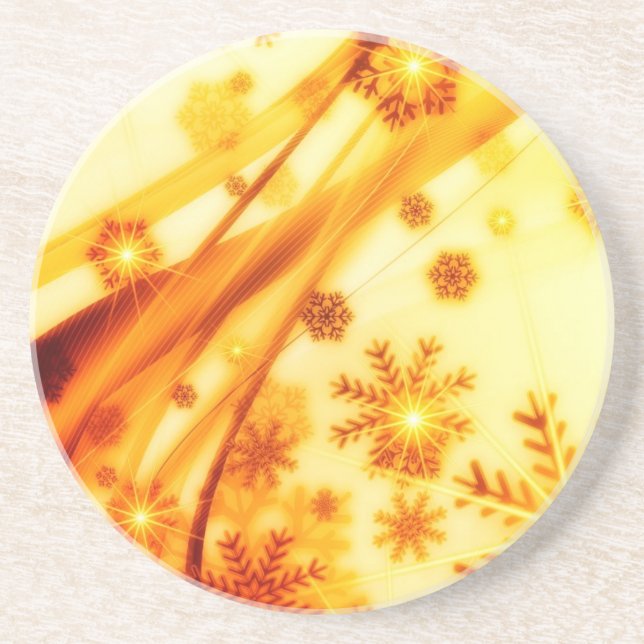 Golden Christmas Snowflakes Coaster (Front)