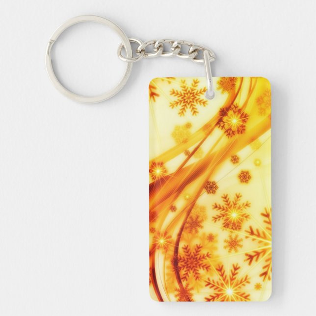 Golden Christmas Snowflakes Keychain (Front)