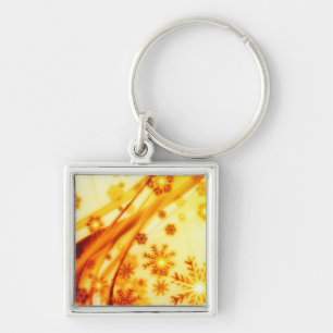 Golden Christmas Snowflakes Keychain