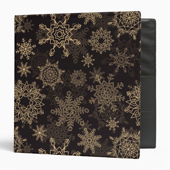 Golden Christmas Snowflakes Pattern 1 Binder (Front/Inside)