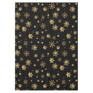 Golden Christmas Snowflakes Pattern Tablecloth
