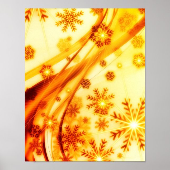 Golden Christmas Snowflakes Poster (Front)