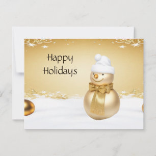 Golden Christmas Snowman Holiday Postcard