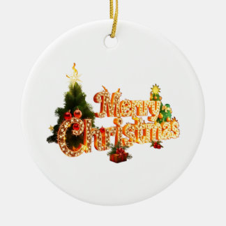 Golden Christmas Sparkle - Festive Tree Ceramic Ornament