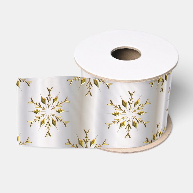 Golden Christmas Stars Grosgrain Ribbon (Spool)