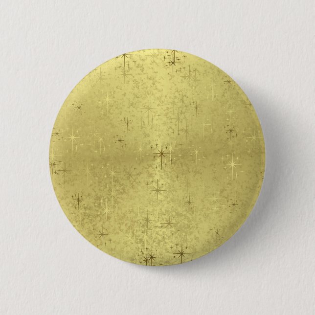 Golden Christmas Stars on Foil Paper 2 Inch Round Button (Front)