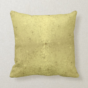 Golden Christmas Stars on Foil Paper Throw Pillow