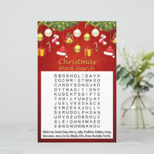 Golden christmas toys christmas word search game