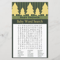 Golden Christmas Tree Baby Shower Word Search Game