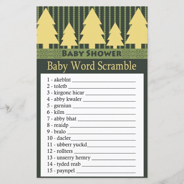 Golden Christmas Tree Baby word scramble game (Front)