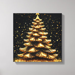 Golden Christmas tree Canvas Print