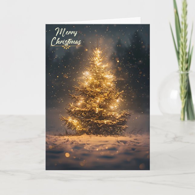 Golden Christmas Tree Card (Front)