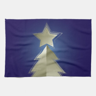 Golden Christmas tree Kitchen Towel