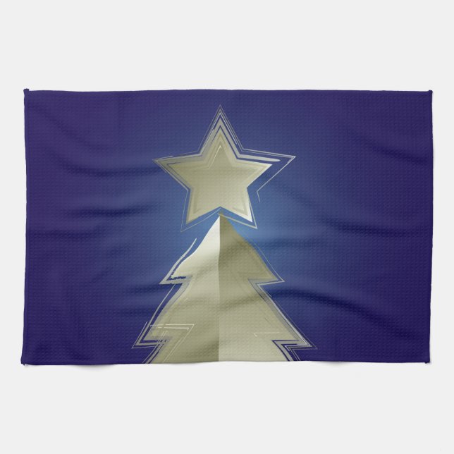 Golden Christmas tree Kitchen Towel (Horizontal)