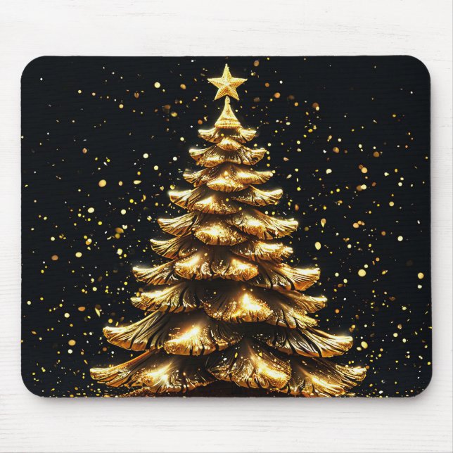Golden Christmas tree Mouse Pad (Front)