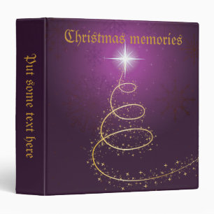 Golden Christmas Tree on glowing purple binder