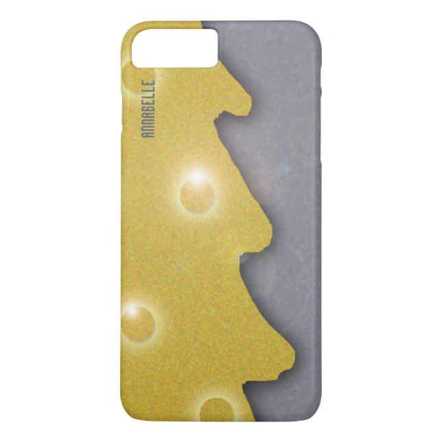 Golden Christmas Tree on Grey with Text Case-Mate iPhone Case (Back)