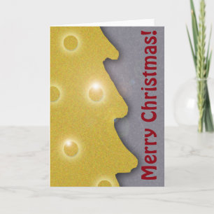 Golden Christmas Tree on Grey with Text Holiday Card