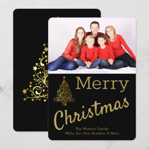 Golden Christmas Tree Photo Card