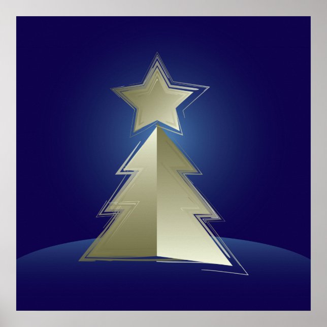 Golden Christmas tree Poster (Front)