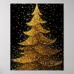 Golden Christmas tree Poster