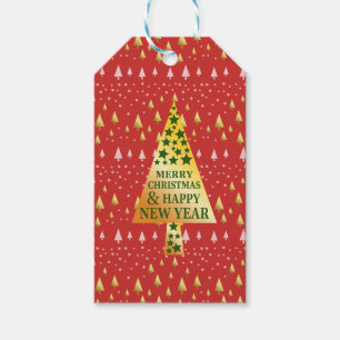 Golden Christmas tree - Red landscape Gift Tags