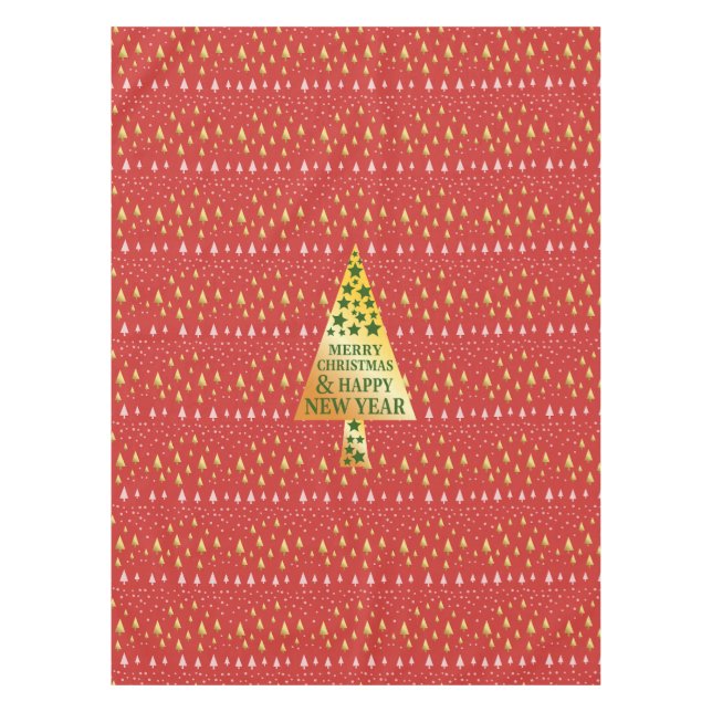 Golden Christmas tree - Red landscape Tablecloth (Front)